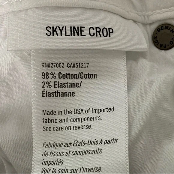 Paige Skyline Crop Skinny Jeans Optic White 26 - Picture 11 of 13